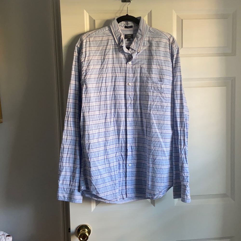 J.Crew Striped Oxford Button-Down. Size XL Slim